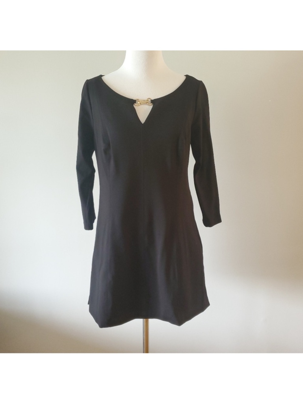 WHBM Black fit&flare Tunic with Gold Accent